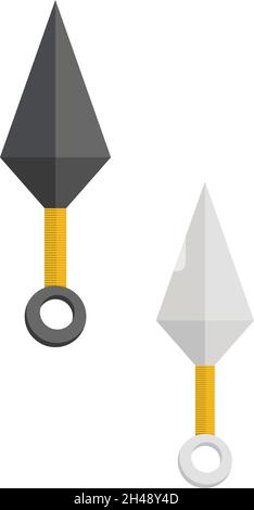 Arma kunai, illustrazione, vettore su sfondo bianco. Illustrazione Vettoriale