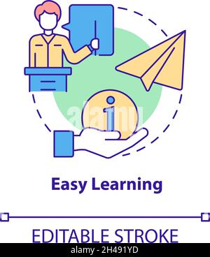 Icona del concetto di apprendimento semplice. La scuola guida benefici astratto idea sottile illustrazione di linea. Acquisire competenze e conoscenze. Corso di auto-equitazione. Vettore Illustrazione Vettoriale