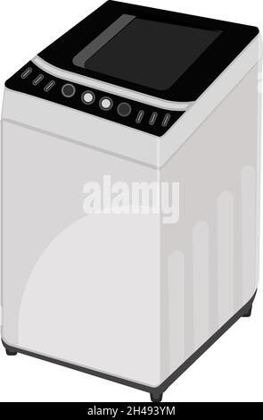 Lavatrice, illustrazione, vettore su sfondo bianco. Illustrazione Vettoriale