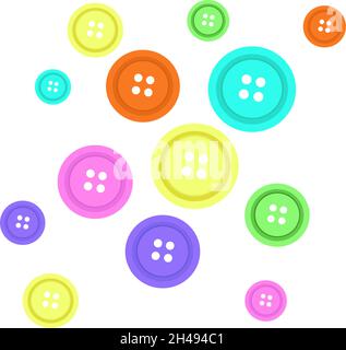 Bottoni per cucire, illustrazione, vettore su sfondo bianco. Illustrazione Vettoriale