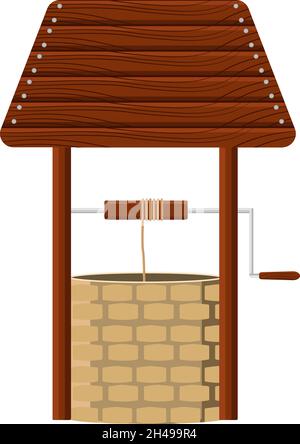 Pozzo d'acqua, illustrazione, vettore su sfondo bianco. Illustrazione Vettoriale