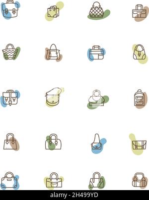 Donna borse, illustrazione, vettore, su sfondo bianco. Illustrazione Vettoriale