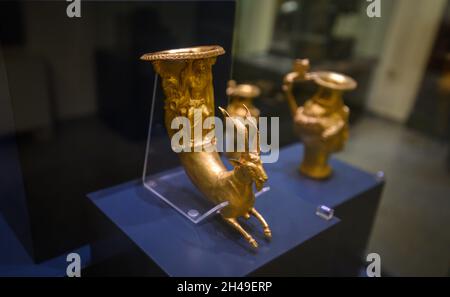 Plovdiv, Bulgaria. Panagyurishte tesoro d'oro in Bulgaria. Civiltà Tracia, IV-III secolo a.C. Foto Stock