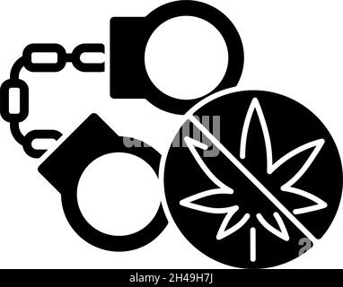 Marijuana arresta l'icona glyph nero Illustrazione Vettoriale