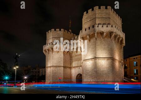 Torres de Serranos, Valencia. Foto Stock