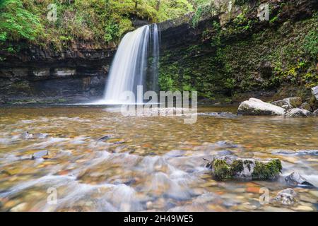 Lady Falls/Sgwd Gwladys sul fiume Nedd Fechan nel Brecon Beacons National Park Brecknockshire Wales UK Foto Stock