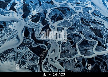 Fiumi intrecciati, Islanda Foto Stock