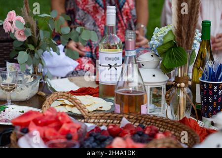 Babyshower sul picnic in aria con le ragazze Foto Stock