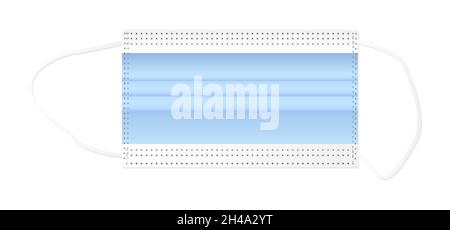 Maschera medica o maschera protettiva isolato su sfondo bianco, proteggere i virus che indossano l'inquinamento dell'aria esterna, icona piatta cartoon di infografica Illustrazione Vettoriale