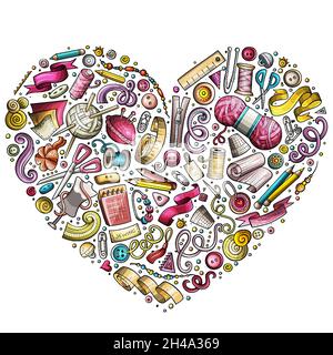 Colorful insieme vettoriale di oggetti doodle cartoni animati fatti a mano, simboli e oggetti Illustrazione Vettoriale