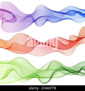 Set di forme d'onda vettoriali astratte colorate. Immagine di sfondo Foto Stock