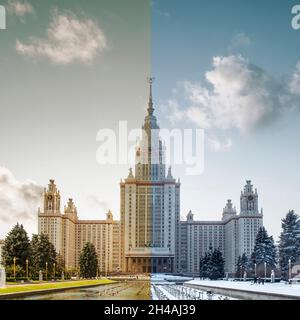 Lomonosov Moscow State University building, Russia Foto Stock