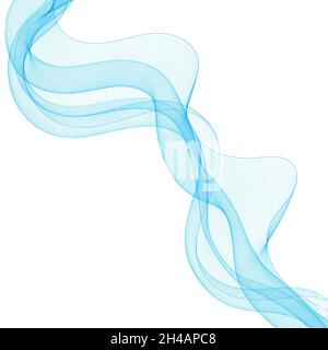 Onda astratta blu. Curve isolate su sfondo bianco. Elemento di progettazione. Layout per la pubblicità Foto Stock