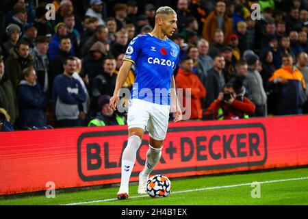 Wolverhampton, Regno Unito. 1 novembre 2021; Molineux Stadium, Wolverhampton, West Midlands, Inghilterra; Premier League Football, Wolverhampton Wanderers versus Everton; Richarlison of Everton Credit: Action Plus Sports Images/Alamy Live News Foto Stock