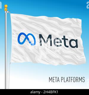 Flag piattaforma meta con logo, illustrazione vettoriale Illustrazione Vettoriale