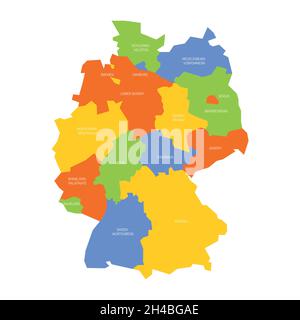 Germania - mappa degli stati e degli stati della città Illustrazione Vettoriale