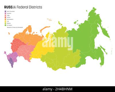 Russia - Mappa vettoriale delle regioni Illustrazione Vettoriale