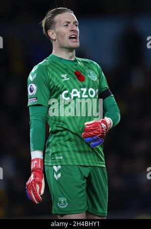 Wolverhampton, Inghilterra, 1 novembre 2021. Jordan Pickford di Everton durante la partita della Premier League a Molineux, Wolverhampton. Il credito dell'immagine dovrebbe leggere: Darren Staples / Sportimage Credit: Sportimage/Alamy Live News Foto Stock