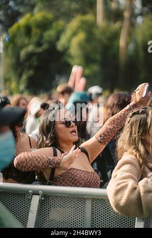 SAN FRANCISCO, CALIFORNIA - 31 OTTOBRE: Una visione generale dell'atmosfera e della moda durante il giorno 3 del 2021 Outside Lands Music and Arts Festival al Golden Gate Park il 31 ottobre 2021 a San Francisco, California. Foto di Weston Thomas/imageSPACE Foto Stock