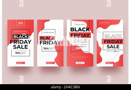 gradient black friday instagram stories collezione disegno vettoriale Illustrazione Vettoriale
