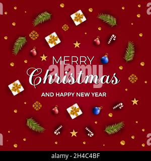buon natale e felice anno nuovo realistico design concetto Illustrazione Vettoriale