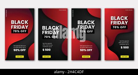 gradient black friday instagram stories collezione disegno vettoriale Illustrazione Vettoriale