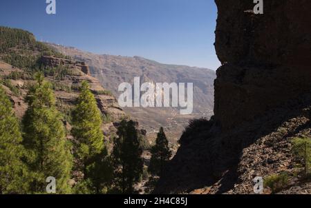 Gran Canaria, parte centrale montana dell'isola, Las Cumbres, vale a dire i vertici , paesaggi lungo il popolare percorso escursionistico Camino de Plata Foto Stock