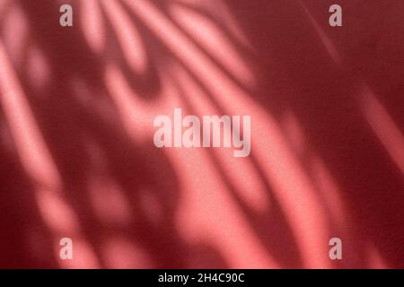 Parete astratta illuminata. Ombre su sfondo rosso. Poster creativi orizzontali, biglietti d'auguri, intestazioni, sito Web e app Foto Stock