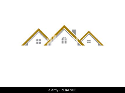 Semplice logo del tetto concetto di design relativo a immobili o proprietà Foto Stock
