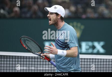 Parigi, Francia. 01 Novembre 2021. Andy Murray della Gran Bretagna durante il primo giorno del Rolex Paris Masters 2021, un torneo di tennis ATP Masters 1000 il 1 novembre 2021 presso l'Accor Arena di Parigi, Francia - Foto: Jean Catuffe/DPPI/LiveMedia Credit: Independent Photo Agency/Alamy Live News Foto Stock