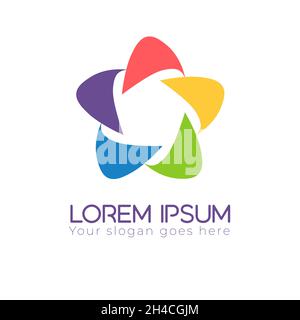 Illustrazione del logo Star realizzata in forme. Illustrazione del vettore di scorta isolata su sfondo bianco. Illustrazione Vettoriale