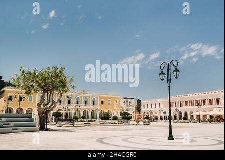 Zante, la piazza principale nella città vecchia di Zante, Grecia. Isola di zante. Foto Stock