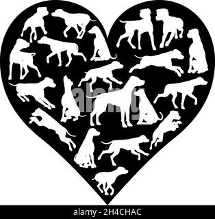 Cane dalmata cuore Silhouette Concept Illustrazione Vettoriale