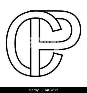 Logo segno pc, cp icona segno interlacciato lettere c p logo pc cp prime lettere maiuscole modello alfabeto p, c Illustrazione Vettoriale