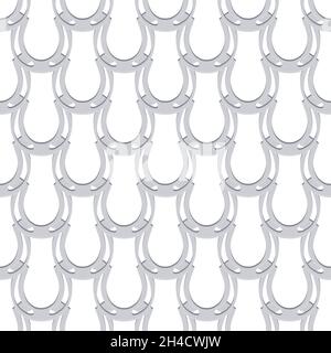 Illustrazione sul tema festa irlandese San Patrizio giorno, ferro di cavallo senza cuciture. Pattern giorno di San Patrizio composto da ferro di cavallo identici su sfondo bianco Illustrazione Vettoriale