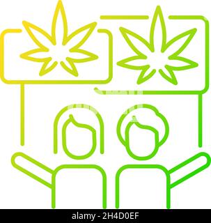 Marijuana legalizzazione protesta gradiente lineare vettore icona Illustrazione Vettoriale