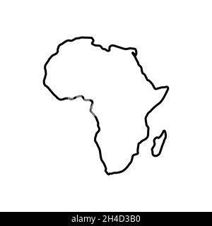 Stile della linea dell'icona della mappa dell'Africa Illustrazione Vettoriale