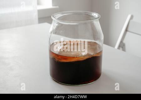 Tè biologico fermentato kombucha fatto in casa Foto Stock