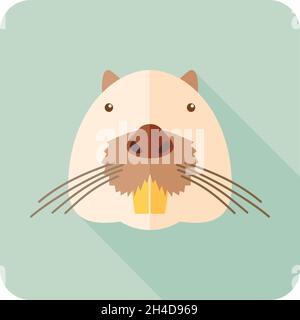 Icona piatta Otter Beaver. Simbolo del vettore della testa animale eps 10 Illustrazione Vettoriale