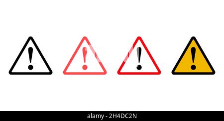 Le icone dei segnali di avvertimento impostano un design semplice Illustrazione Vettoriale