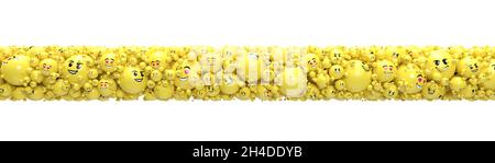 Banner composto da migliaia di sfere emoticon - rendering 3D Foto Stock