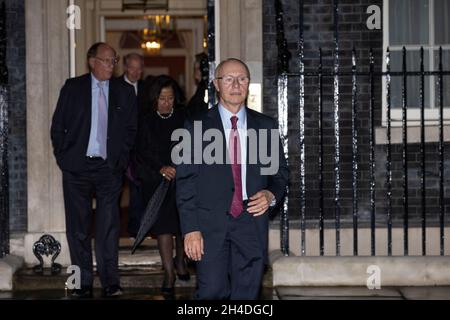 Il primo ministro Boris Johnson invita i leader aziendali più importanti del mondo a Downing Street al numero 10 per stabilire la "Gran Bretagna globale" Foto Stock