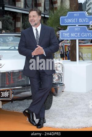 Russell Crowe partecipa alla premiazione britannica dei SIMPATICI RAGAZZI di Odeon, Leicester Square, Londra, il 19 maggio 2016. Foto Stock