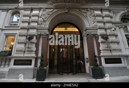 Una vista generale del Corinthia Hotel in Whitehall Place, Londra. Immagine datata: Martedì 10 settembre 2019. Il credito fotografico deve essere: Isabel Infantes / EMPICS Entertainment. Foto Stock