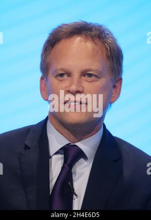 Il segretario ai trasporti Grant Shapps parla durante il secondo giorno della Conferenza del partito conservatore che si tiene presso il Centro Congressi di Manchester. Foto datata: Lunedì 30 settembre 2019. Il credito fotografico deve essere: Isabel Infantes / EMPICS Entertainment. Foto Stock