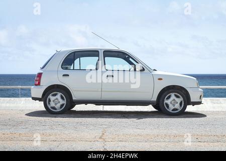 BARCELLONA, SPAGNA-12 APRILE 2021: 2000 Nissan Micra K11C (seconda ristrutturazione, Europa). Nissan March K11, seconda generazione Foto Stock