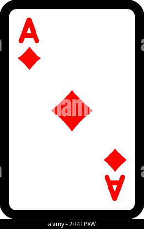 Icona della linea di gioco della carta ACE, segno vettoriale, pittogramma lineare isolato su bianco. Simbolo della carta diamantata, illustrazione del logo. Tratto modificabile Illustrazione Vettoriale