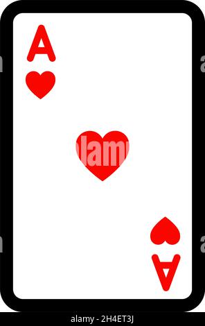 Icona della linea di gioco della carta ACE, segno vettoriale, pittogramma lineare isolato su bianco. Simbolo della carta Hearts, illustrazione del logo. Tratto modificabile Illustrazione Vettoriale