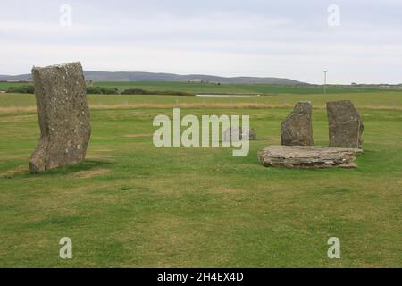 Antichi monumenti neolitici nelle Isole Orkney, Scozia Foto Stock