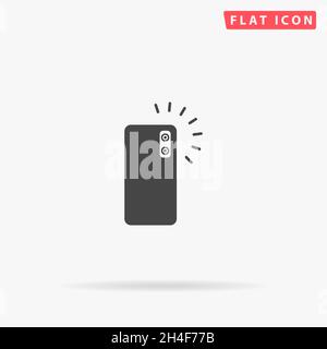 Icona flat vettoriale della fotocamera del telefono cellulare. Illustrazioni di disegno di stile disegnate a mano. Illustrazione Vettoriale
